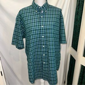 Vintage Ralph Lauren Blake Cotton Short Sleeve Blue Plaid Button Down Large